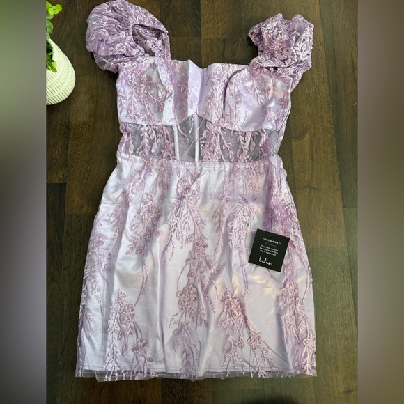 🆕 Lulus “Seriously Cute Lavender Embroidered Mesh Puff Sleeve Mini Dress” - Picture 7 of 13